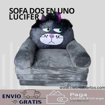 Sofa Cama dos en uno para niños acolchados Gato Lucifer