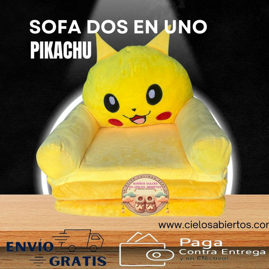 Sofa Cama dos en uno para niños acolchados pikachu