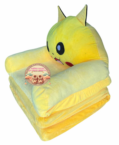 Sofa Cama dos en uno para niños acolchados pikachu