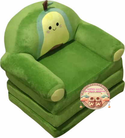 Sofa Cama dos en uno para niños acolchados Aguacate