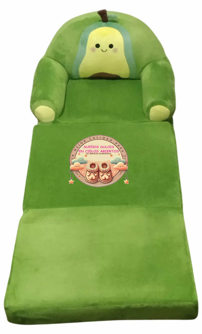 Sofa Cama dos en uno para niños acolchados Aguacate