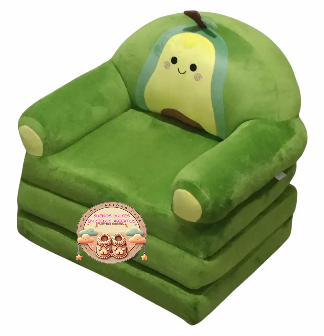 Sofa Cama dos en uno para niños acolchados Aguacate